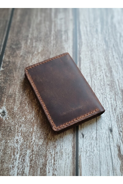 08dericraft حافظة بطاقات مصنوعة يدويًا من الجلد الأصلي بـ 6 أقسام [10*7.5 سم]...