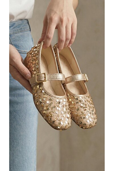Beyond Balerini de damă cu cataramă aurie și paiete 1cm BYNDPUL01