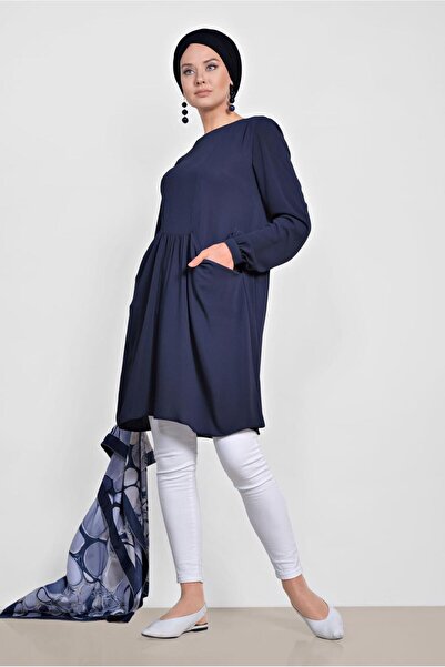 Alvina okrugla kragna Sa džepovima Tunika 4240