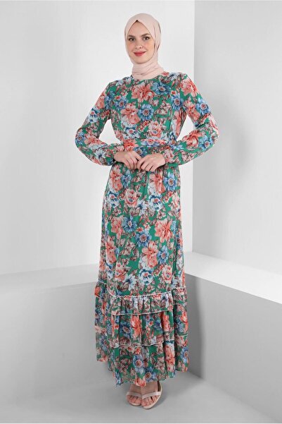 Alvina FLOWER PATTERNED RUFFLE DRESS 42913