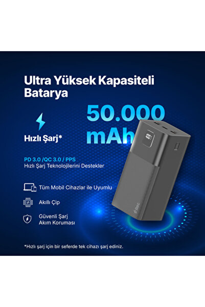 Ttec ReCharger Mega LCD 50.000mAh PD 20W Taşınabilir Hızlı Şarj Aleti/Powerbank-2BB271S