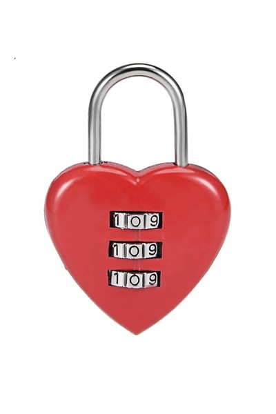 iğne izi قفل أمان صغير بتصميم قلب الحب، هدية للأطفال والبنات باللون الأحمر