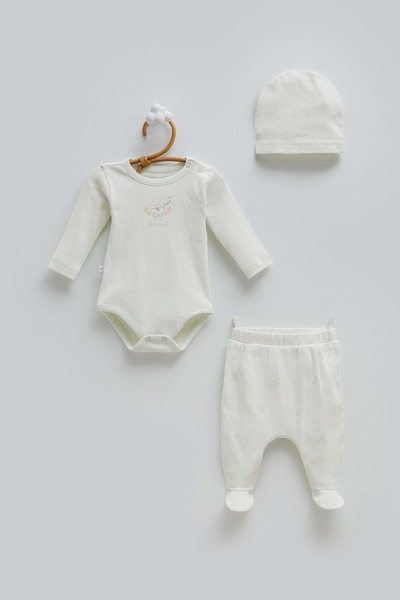 Caramell Love Time Baby Girl Body Pants Hat Triple Set Green