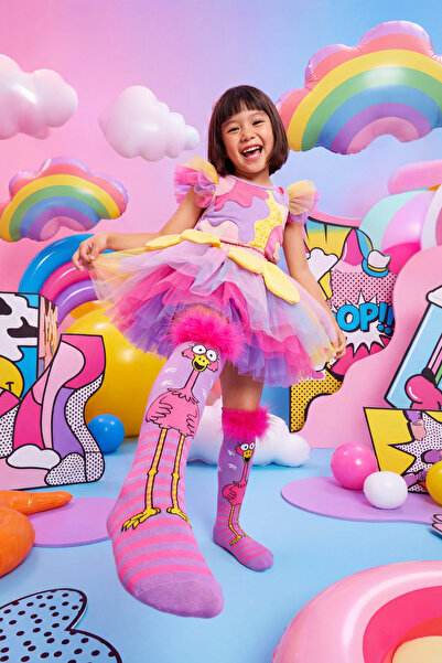 Katia&Bony Чорапи до коляното с шарка на пера за момиче