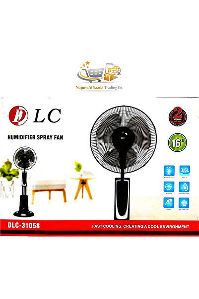 Generic مروحة رذاذ مرطبة من دي إل سي مقاس 16 بوصة، خزان مياه سعة 3.5 لتر، مرو...