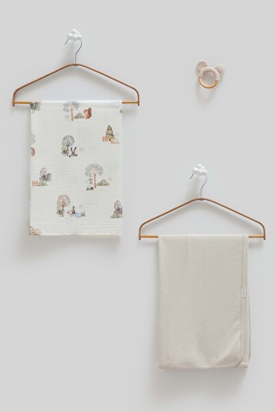 Caramell طقم بطانية أساسية مزدوجة مع صندوق - 80×85 سم رمادي