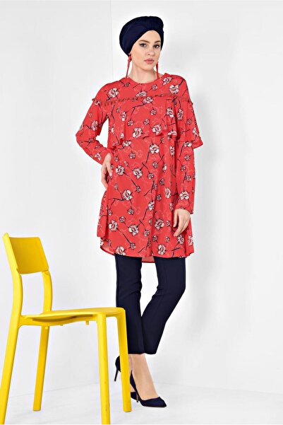 Alvina Floral Patterned Volan Tunic 4938