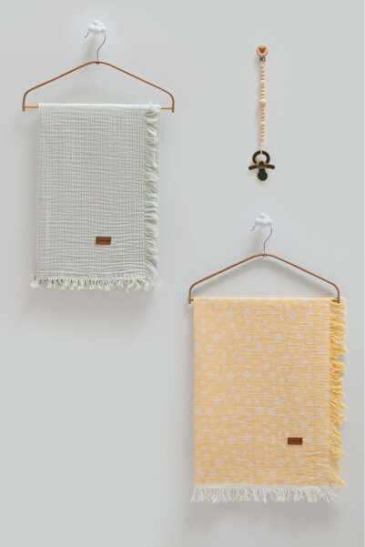 Caramell طقم بطانية موسلين مزدوجة أساسية مع حامل للحلمة، مجموعة ثلاثية في صند...