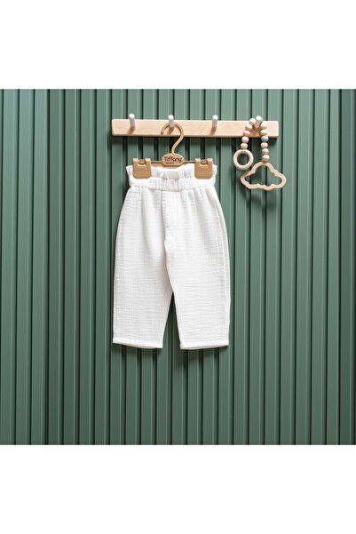 Tiffany Bel Rubberized Muslin Unisex Baby Pants Ecru