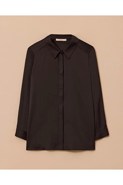 Gala-Xi Büyük Beden Düğmeli Saten Gömlek