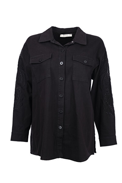 Gala-Xi Plus Size Embroidered Button Detail