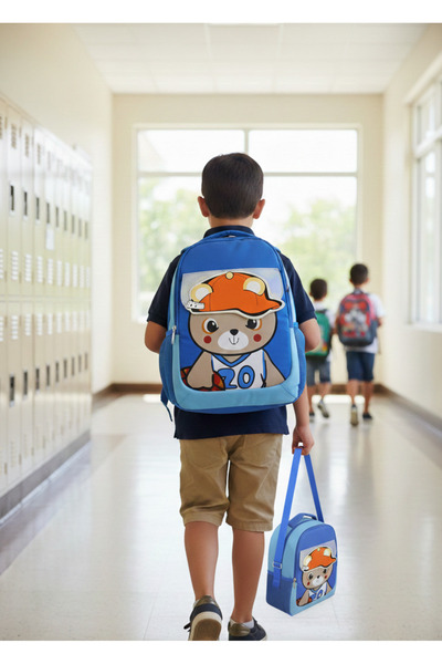 Famebag حقيبة ظهر تيدي بير لطيفة مرخصة من Ümit - مجموعة حقيبة غداء وحقيبة أقلام