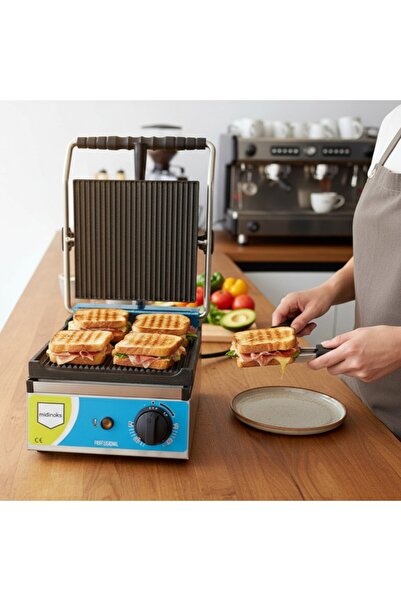 MİDİNOKS 8 Dilim Elektrikli Döküm Profesyonel Tost Makinesi