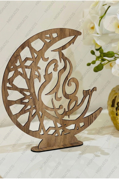 MIGNATIS Ramazan’a Özel Ay Yıldız Motifli Ahşap Dekoratif Süs – Lazer Kesim Ş...