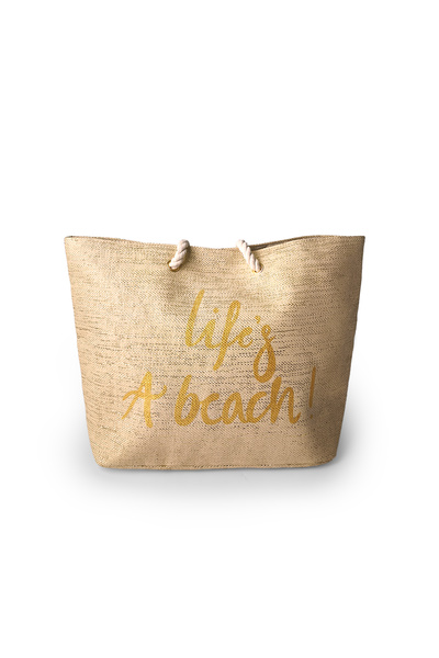 Ecrou Slogan Beach Bag Ecru