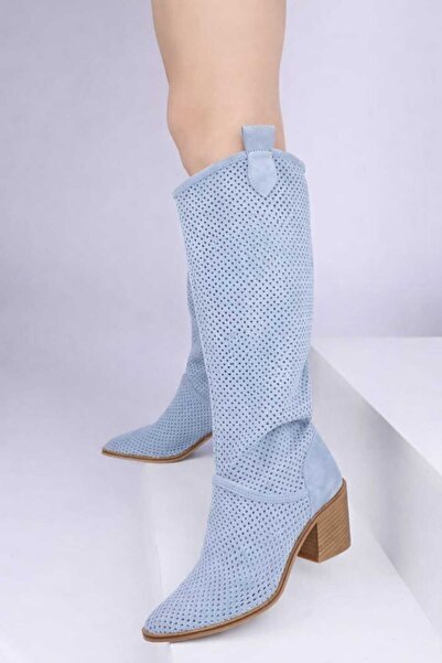 POTEEN Cizme de vară cu toc stil Western Kowboy pentru femei Semafre P103-Alb...