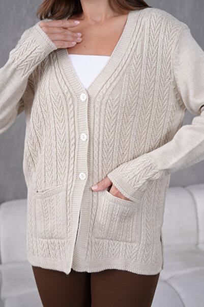 Lamierra كارديجان مطرز من صوف الأمهات