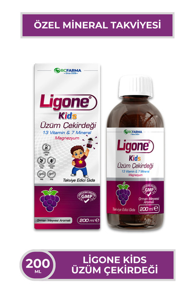 Ligone Kids Üzüm Çekirdeği 200 ml | Üzüm Çekirdeği Özü İçeren Çocuk Sıvı Mult...