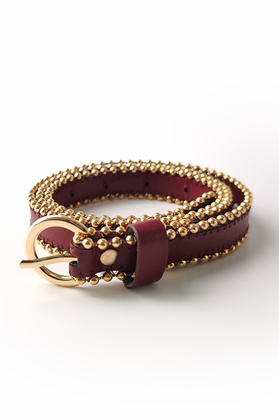 Ecrou Belt with Trok on the Edge, Burgundy