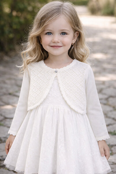 Minora بوليرو تريكو بتفاصيل مخرمة - لون عظمي