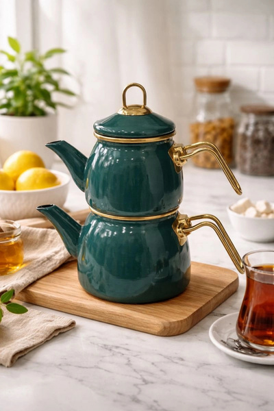 PR HOME Enamel Mini Model Enamel Teapot Petrol Green