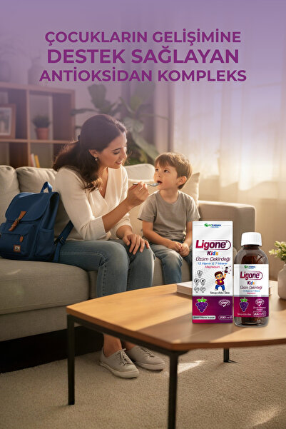 Ligone Kids Üzüm Çekirdeği 200 ml | Üzüm Çekirdeği Özü İçeren Çocuk Sıvı Multivitamin
