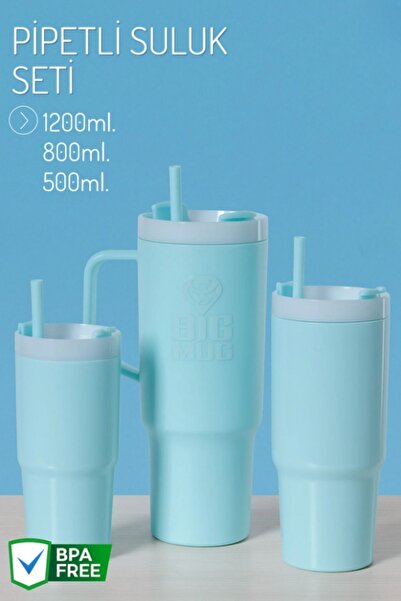 Ecrou 3 in 1 Yandan Tutacaklı Pipetli Mug