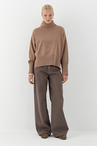 MARKALİSTE Basic High Neck Knit Sweater Mink