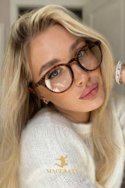 Della Pianto Petta Leopard Oval Blue Light Protective Blue Block Glasses