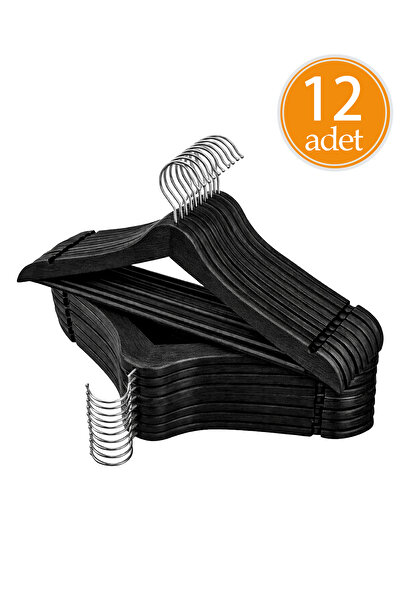 Koçyiğit Plastik Ahşap Görünümlü Premium Kalite 12'lı Plastik Elbise Askısı -...