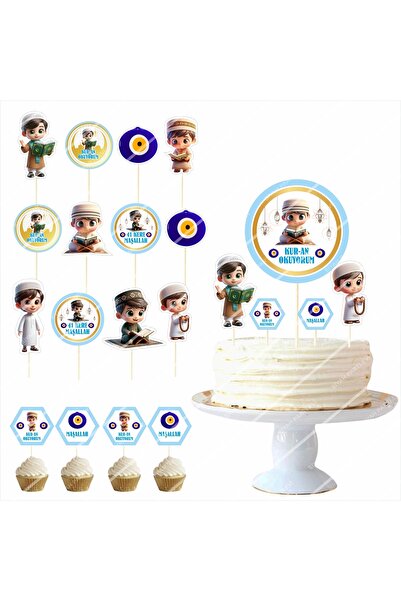 SİYAH PARTİ EVİ KURAN OKUYORUM / KURAN PARTİSİ ERKEK  Pasta Süsü Seti