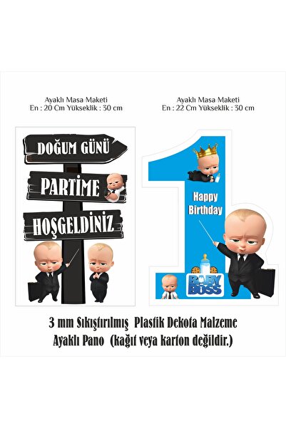 SİYAH PARTİ EVİ 1 Yaş Patron Bebek Doğum Günü Seti