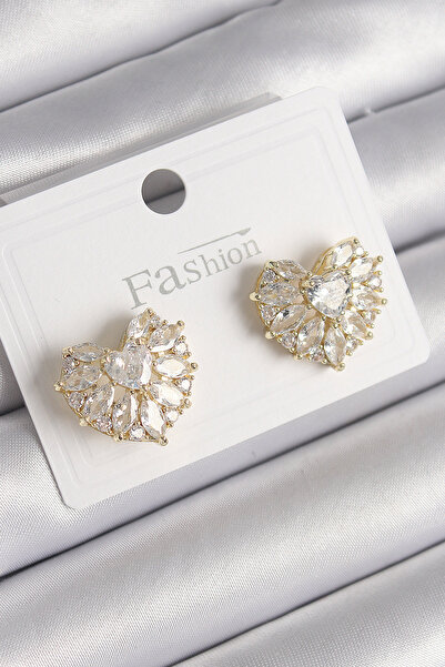 Skygo Brass Gold Color Zircon Stone Heart Model Women's Earrings - Tj-Bkp9750