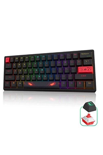 Timebox Tastatură mecanică de gaming, iluminare din spate neagră 60%, comutat...