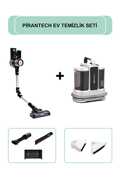 PiranTech ES-511 Katlanabilir Şarjlı Süpürge & KT-703 Koltuk ve Halı Yıkama M...