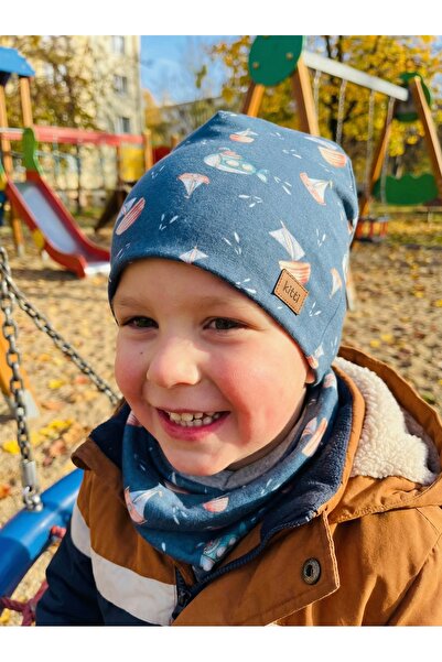 Kardelen Butik Denizli 100% памучна двуслойна детска плетена шапка (4-8 години)