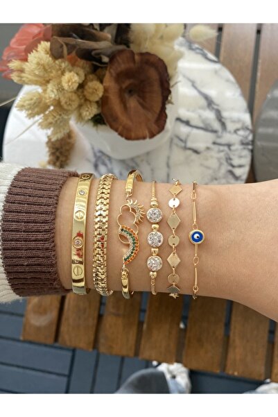 Women's Gold Plated Invoiced Bracelet 5-Piece Set