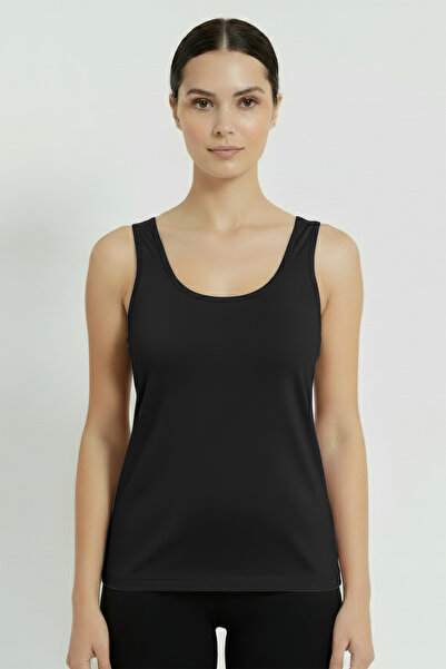 HNX Siyah Pamuklu Kalın Askılı Kadın Atlet