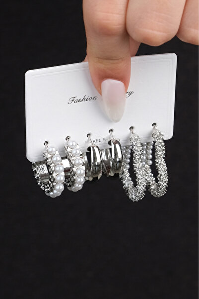 Jack Ferrero Kadın Çelik Renk Atmaz 6 Lı Küpe Modeli ( En Benzer Gönderilecek...