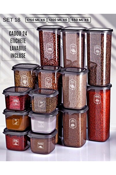 Mira Home Set of 18 STORAGE CONTAINERS-GIFT 24 WASHABLE LABELS INCLUDED 6x(1....