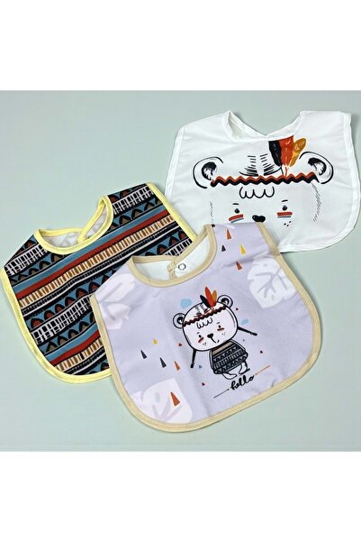 Malkoç bebe Printed Triple Feeding Bib Navy Blue