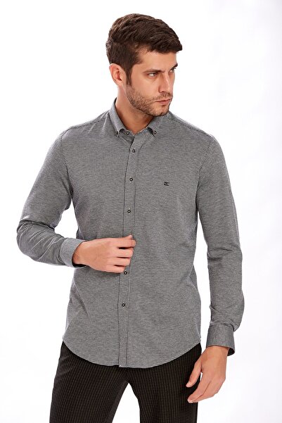 Ecer Мінімалістична чоловіча сорочка з довгими рукавами - Повсякденна та ділова