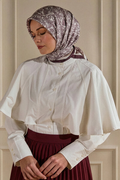 SilkTouch وشاح كريستالي بنمط أصيل بلون أحمر خمري