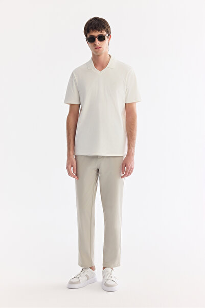 Avva Men's Stone Side Elasticized Technical Fabric Nora Slim Fit Trousers A61...