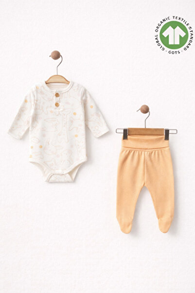 Solemini Tavşan Desenli Organik Pamuk Body&Ayaklı PantolonTakımı