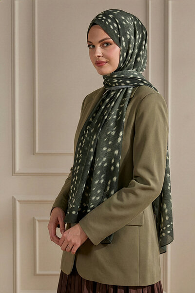 SilkTouch Vizon Taş Bambi Desenli Kraş Şal