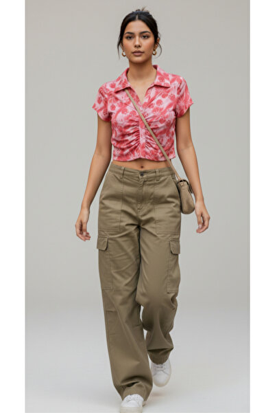 MAXLEVEL MODA CROP CU GÂT POLO CU STRÂNGERE ÎN FATA