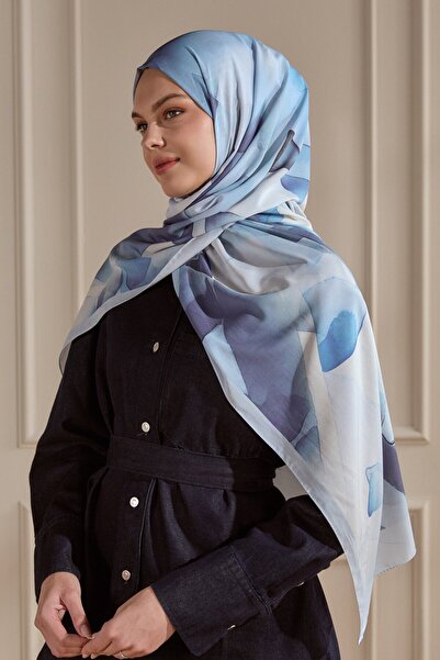 SilkTouch Blue Crystal Sparkle Patterned French Silk Shawl