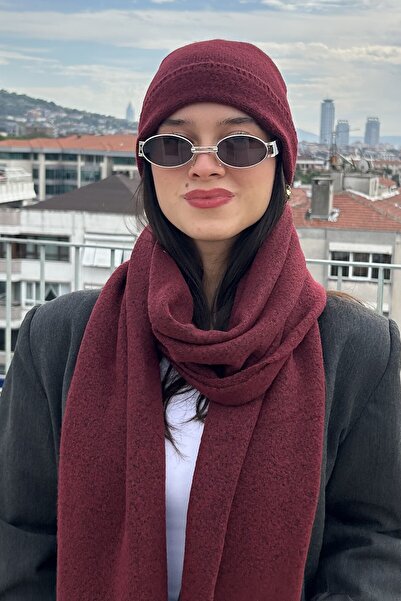 Mollycrush Set de beretă și eșarfă de iarnă pentru femei, culoare burgundă | ...