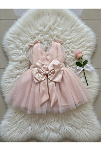 BİLGEN Style Rochie pentru fete de vară, cu detalii din tul, cu fundă la umăr...